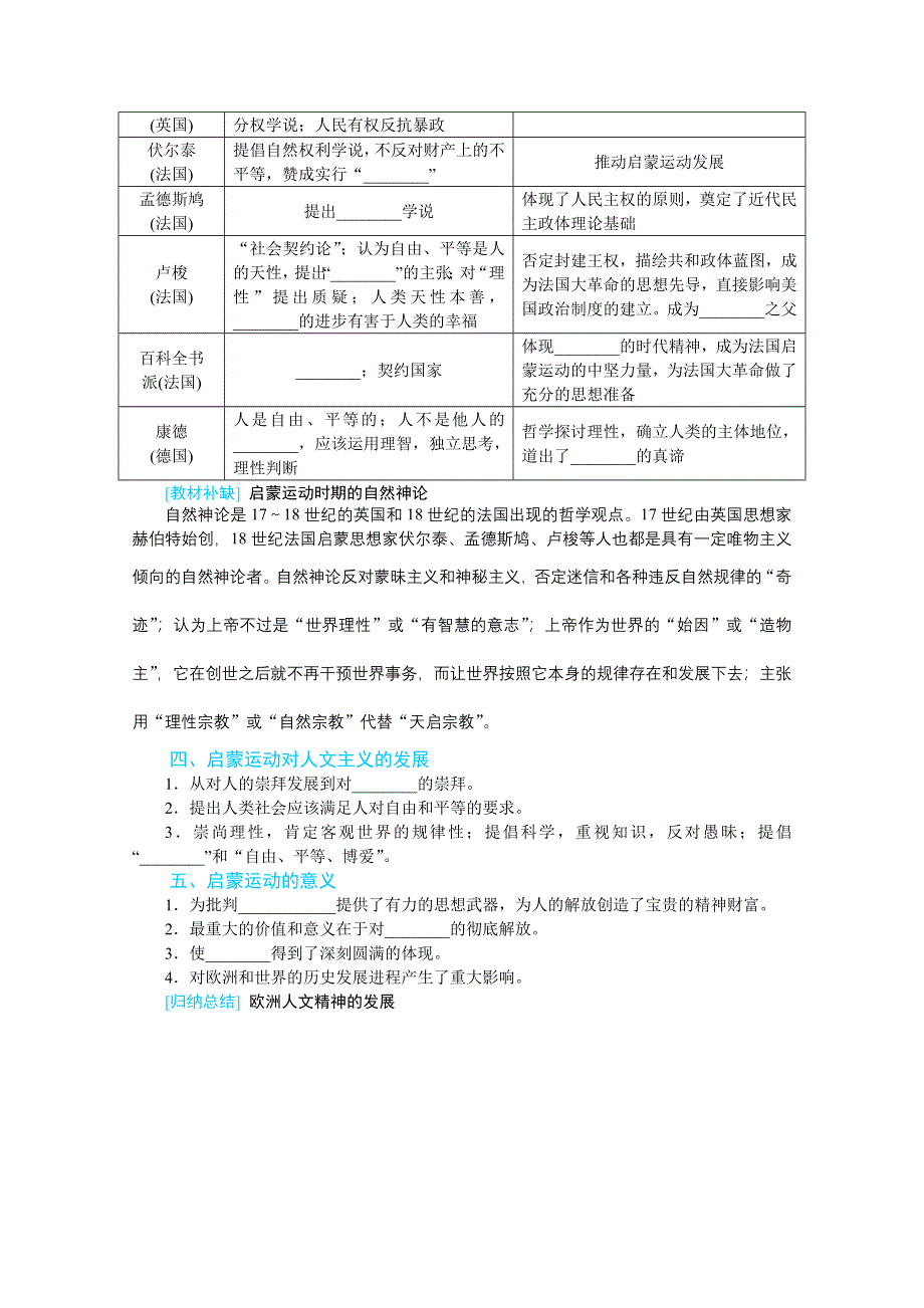 2022届高中历史人民版一轮复习学案：14-39 启蒙运动 WORD版含解析.doc_第2页