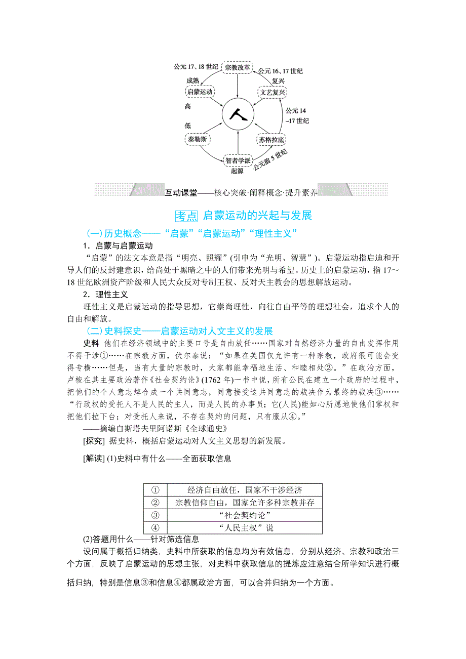 2022届高中历史人民版一轮复习学案：14-39 启蒙运动 WORD版含解析.doc_第3页