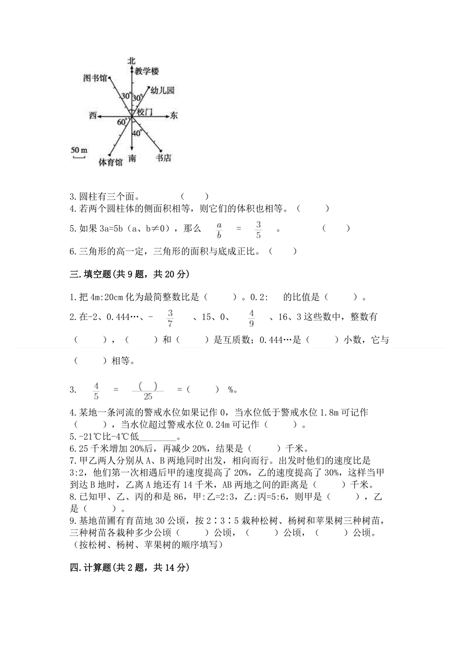 人教版六年级下册数学期末测试卷带答案（研优卷）.docx_第2页