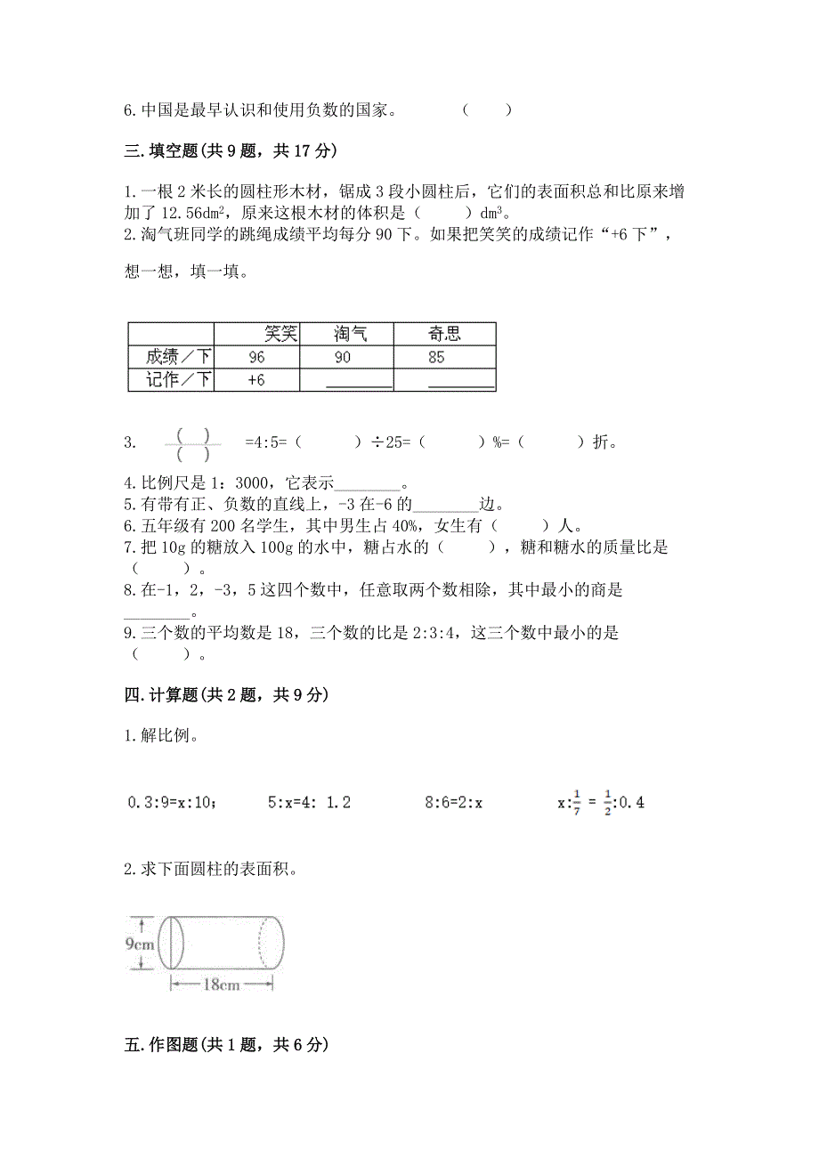 人教版六年级下册数学期末测试卷往年题考.docx_第2页