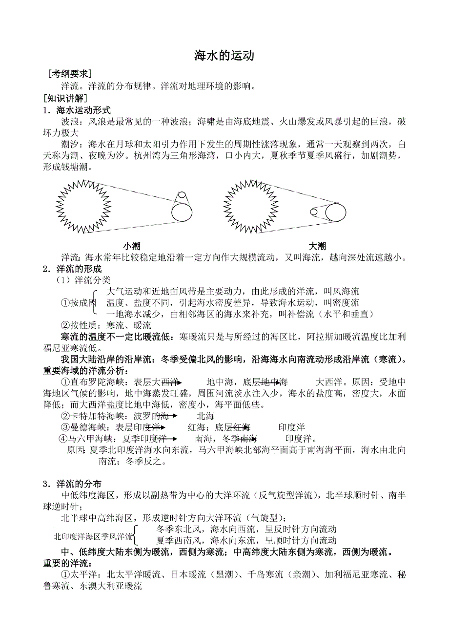 《河东教育》山西省运城市康杰中学人教版地理知识点归纳选修2-3.2海水的运动.doc_第1页