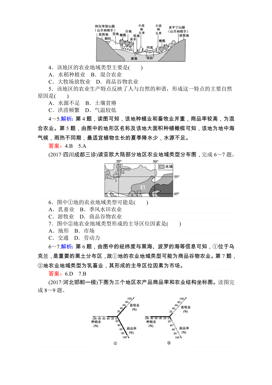 2018高考地理（人教）一轮复习（检测）第九单元　农业地域的形成与发展 课后巩固提升21 WORD版含解析.doc_第2页