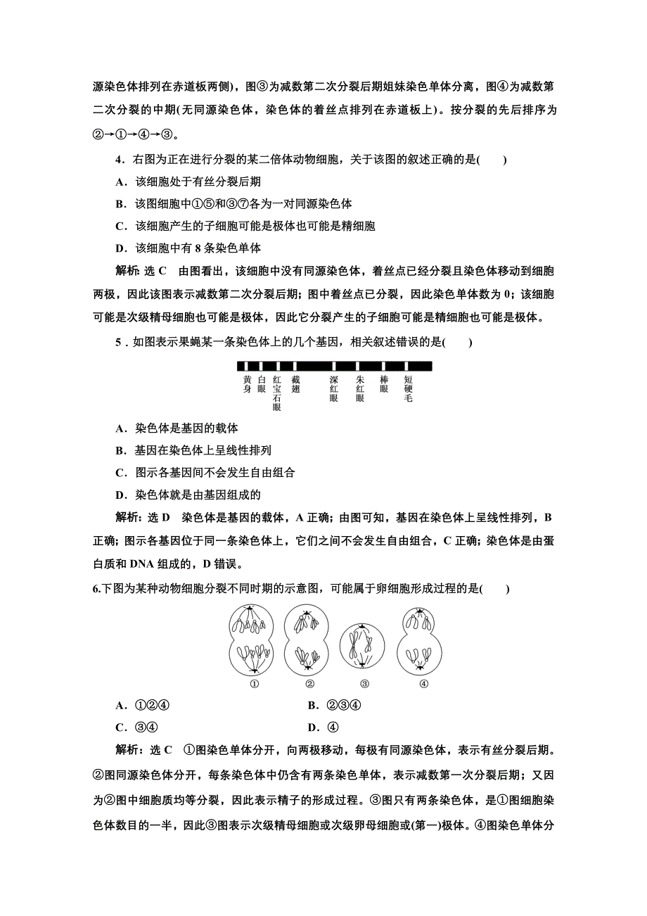 2016-2017生物人教版必修2阶段质量检测（二）　基因和染色体的关系（B卷） WORD版含解析.doc_第2页