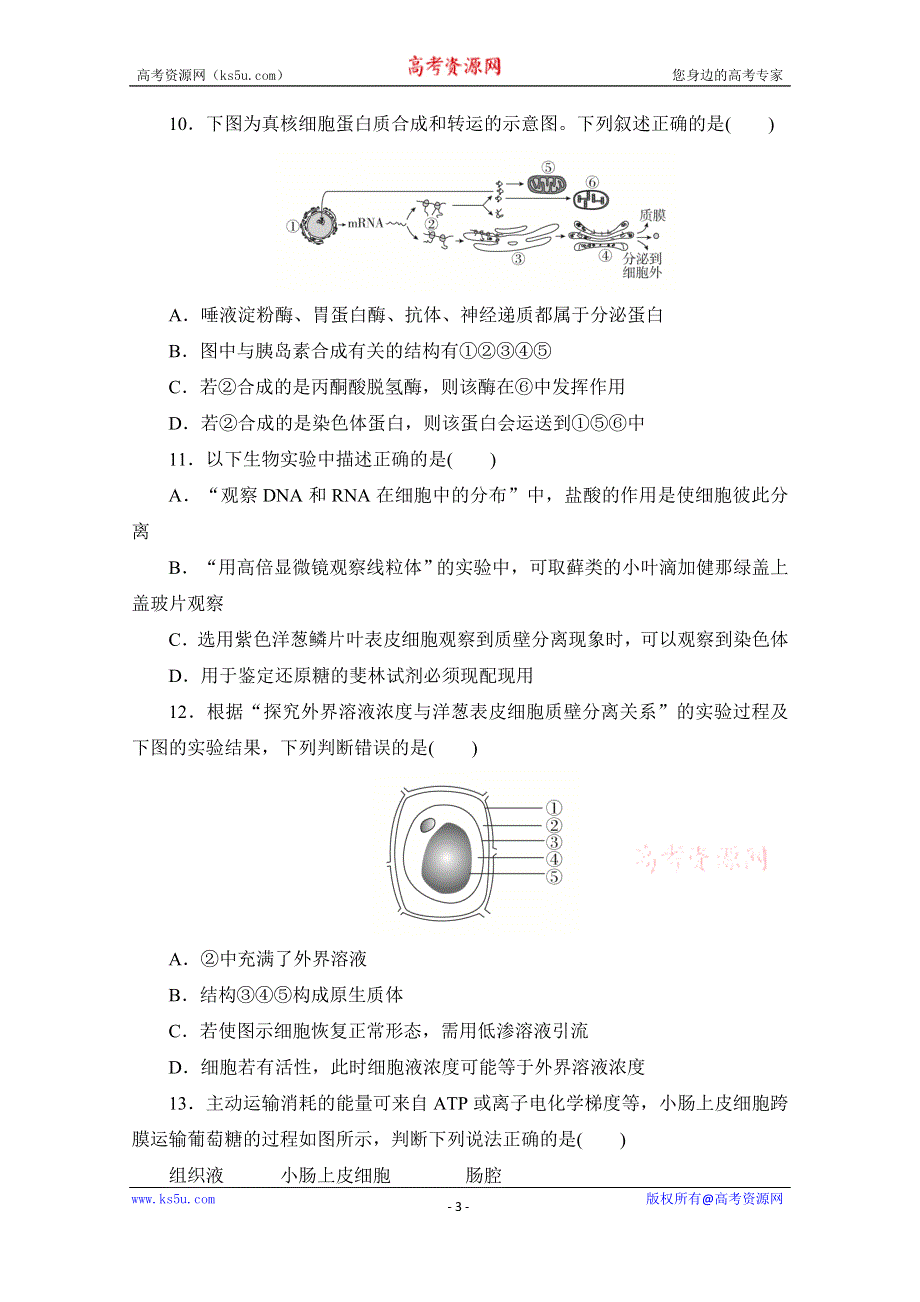 《发布》福建省泉州市泉港区第一中学2020届高三上学期第一次月考试题 生物 WORD版含答案.doc_第3页