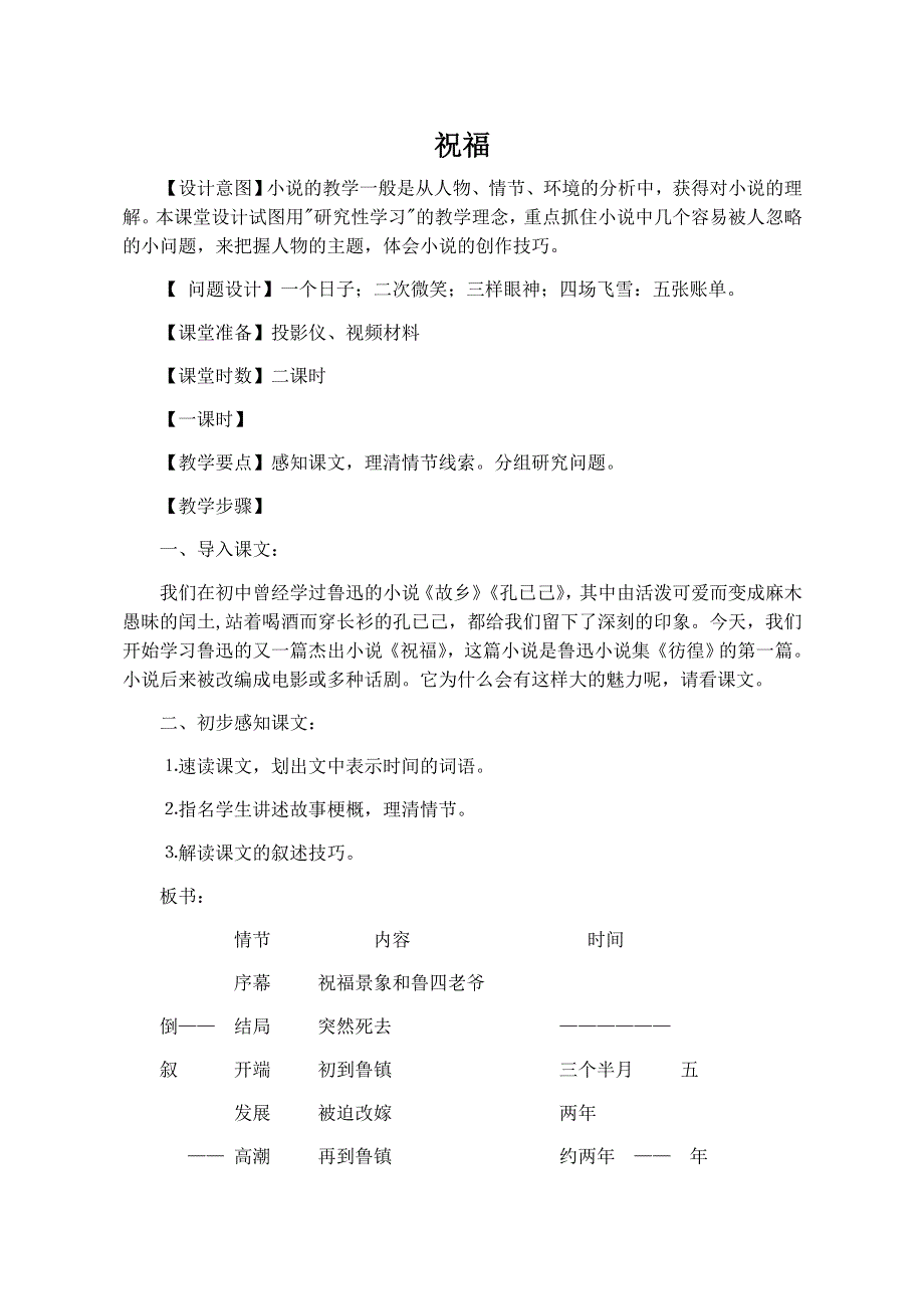 《河东教育》山西省运城市康杰中学高一语文教学设计苏教版必修2备课：祝福2.doc_第1页