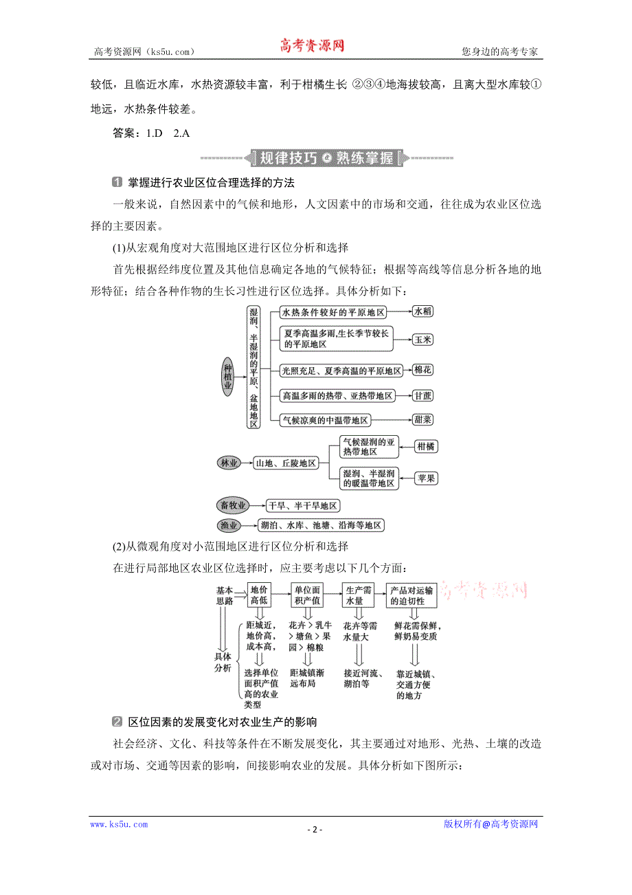 2020江苏高考地理二轮讲义：命题主题六　农业区位理论 WORD版含解析.doc_第2页