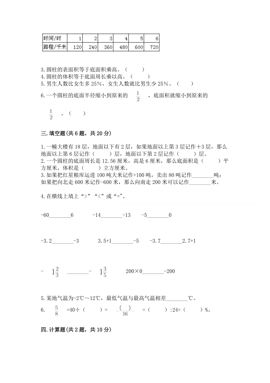 人教版六年级下册数学期末测试卷附答案（满分必刷）.docx_第2页