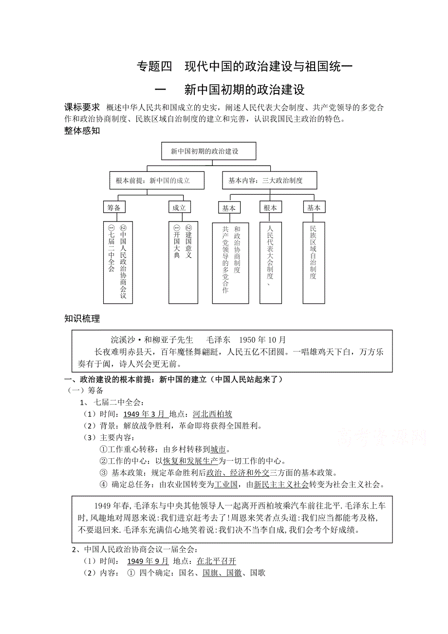 《河东教育》高中历史学案岳麓版必修1 第22课《新中国初期的政治建设》.doc_第1页