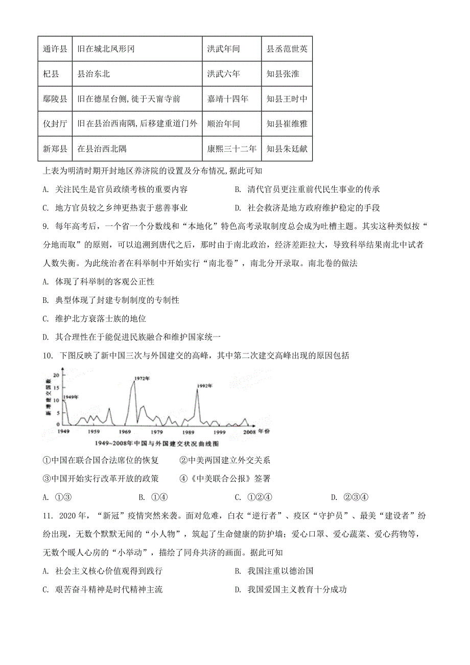 山东省枣庄市2020-2021学年高二历史上学期期中试题.doc_第3页