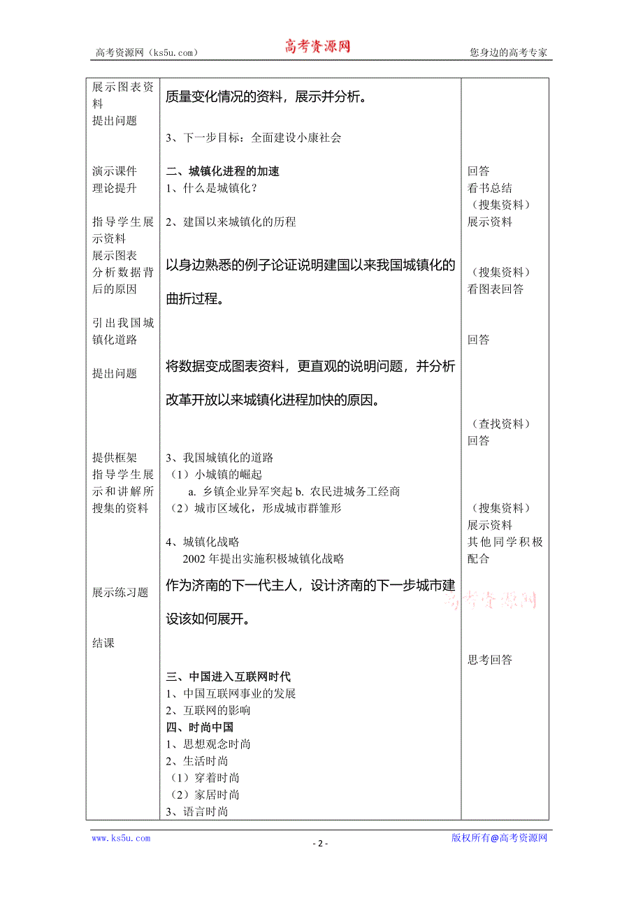 《河东教育》高中历史教案岳麓版必修2 第21课《经济腾飞与生活巨变》.doc_第2页