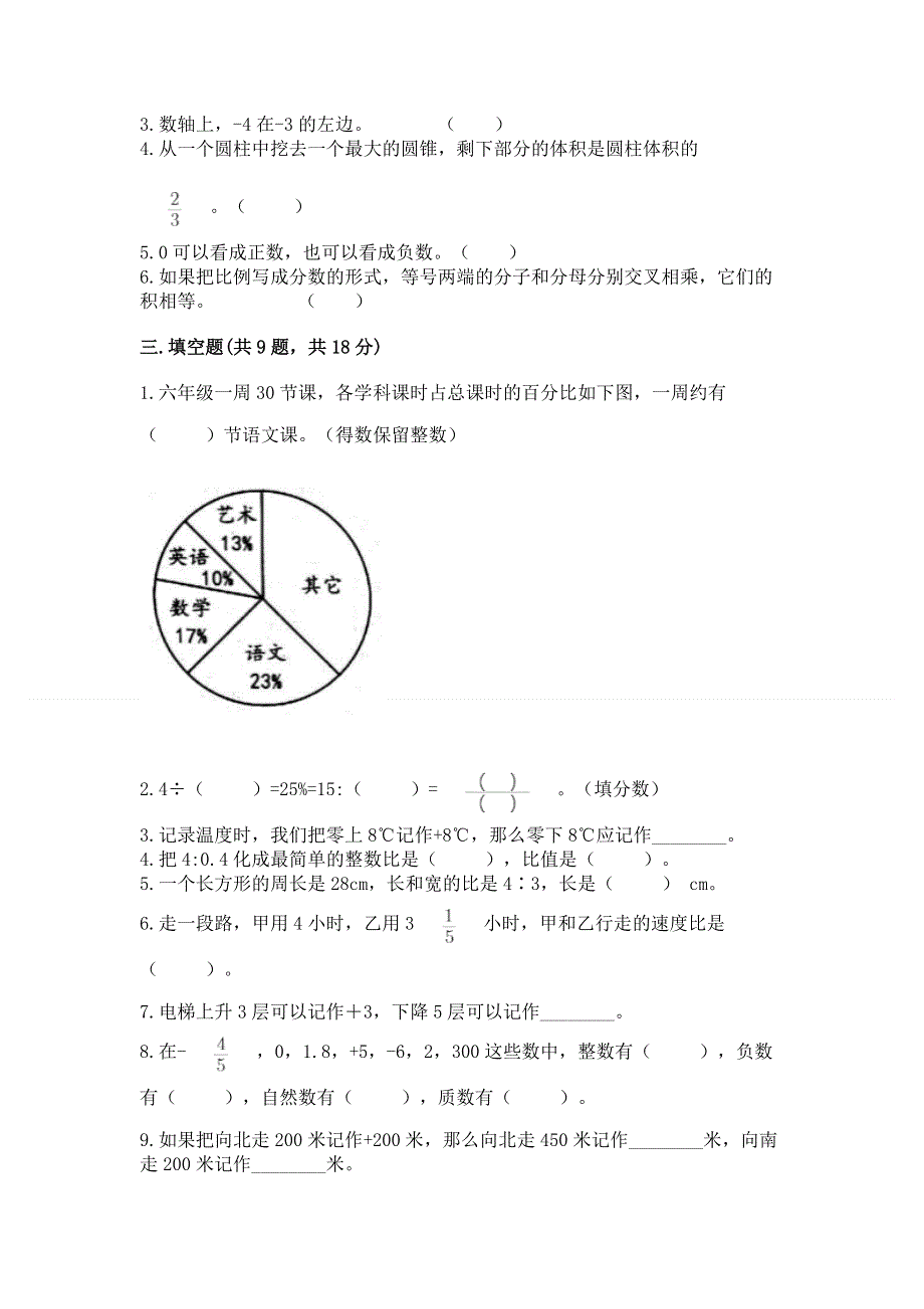 人教版六年级下学期期末质量监测数学试题含答案【考试直接用】.docx_第2页