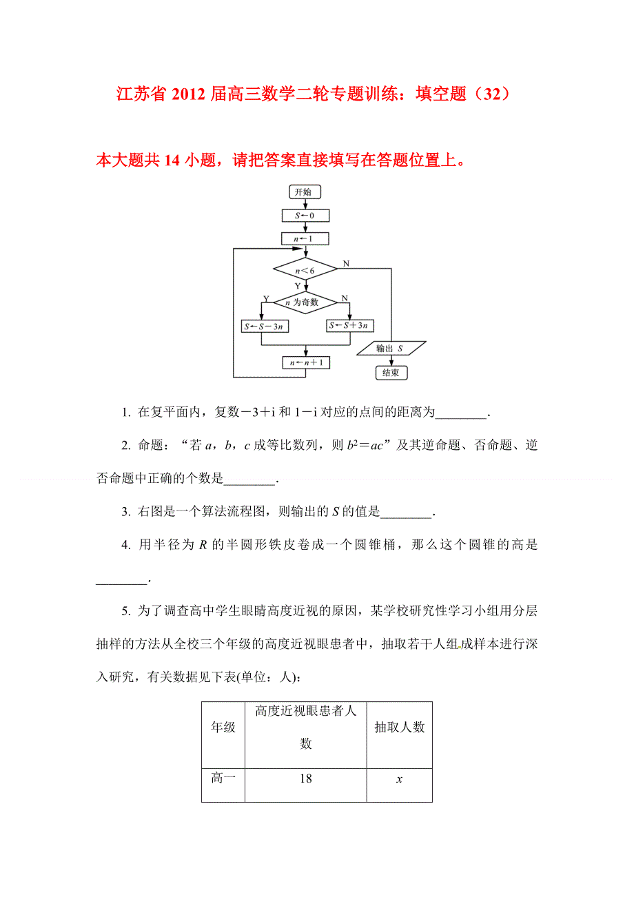 2012届高考数学第二轮填空题专项训练32.doc_第1页