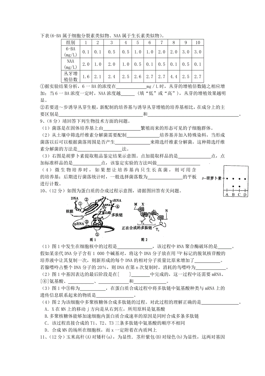 四川省眉山中学2015-2016学年高二5月月考生物试题 WORD版无答案.doc_第3页