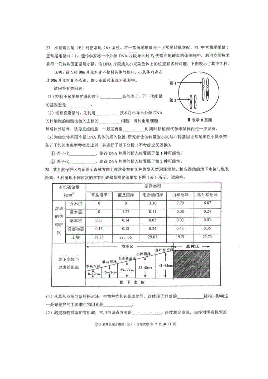 广东省华南师大附中2014届高三5月综合测试（三模）生物试题 扫描版含答案.doc_第3页