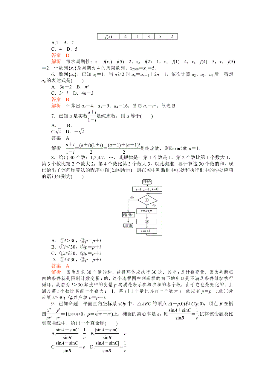 2012届高考数学（文）一轮复习单元能力测试第十一章算法框图及推理与证明（人教A版）.doc_第2页