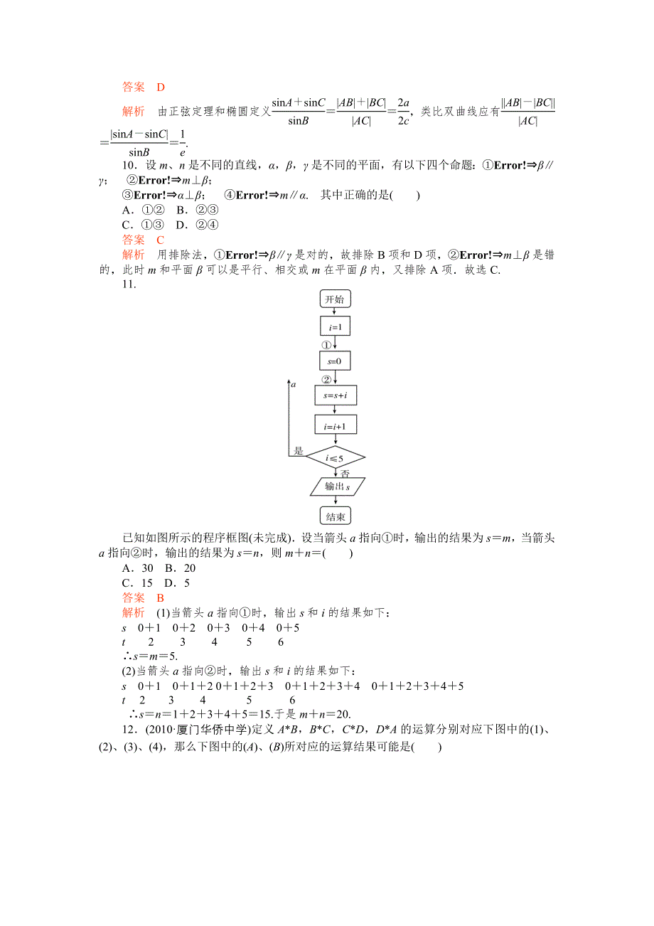 2012届高考数学（文）一轮复习单元能力测试第十一章算法框图及推理与证明（人教A版）.doc_第3页