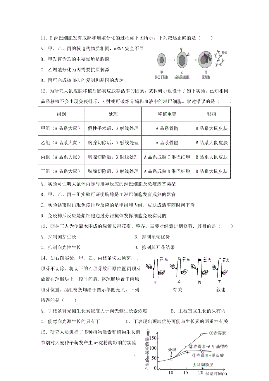 《发布》黑龙江省鹤岗市第一中学2021-2022学年高二上学期期末考试生物试题 WORD版含答案.docx_第3页