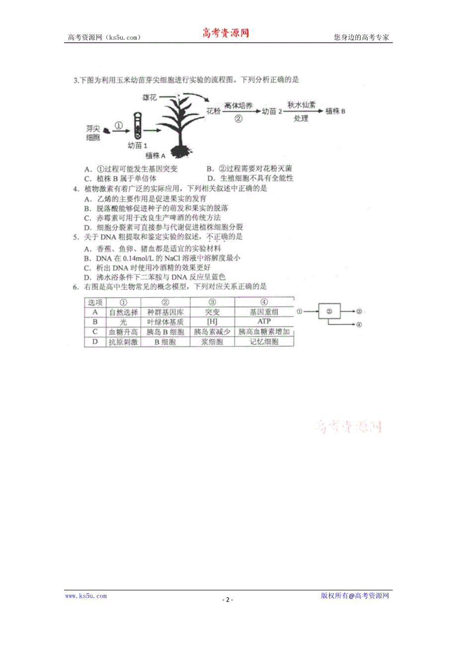 广东省华南师大附中2015届高三5月综合测试（三模）理综生物试题 扫描版含答案.doc_第2页