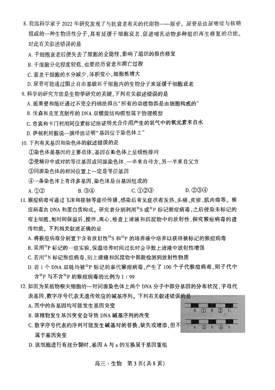 辽宁省沈阳2023-2024高三生物上学期期中考试试题(pdf).pdf.pdf_第3页