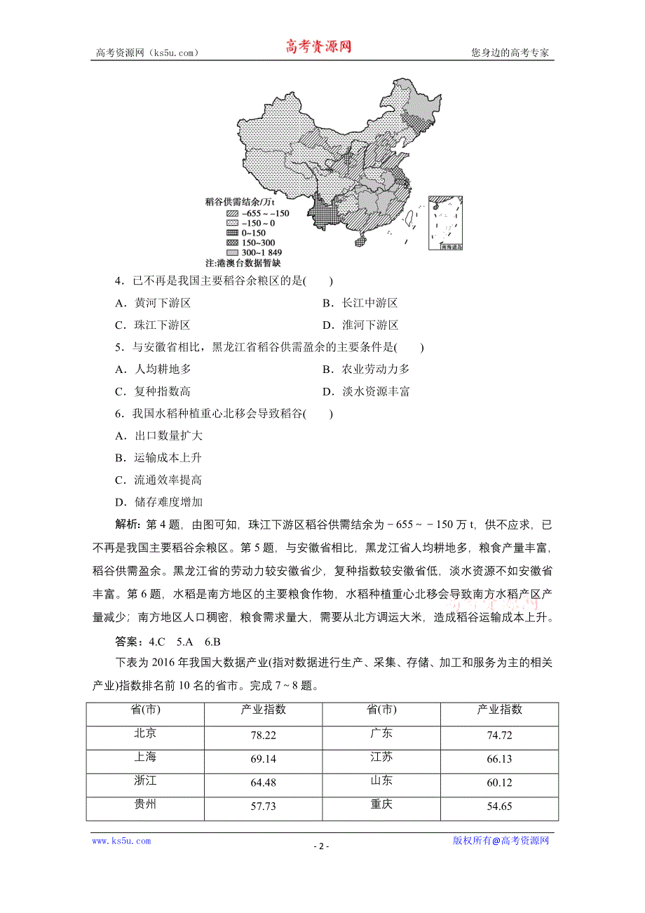 2020浙江高考地理二轮专题强化训练：专题十四　区域差异和区域联系 WORD版含解析.doc_第2页