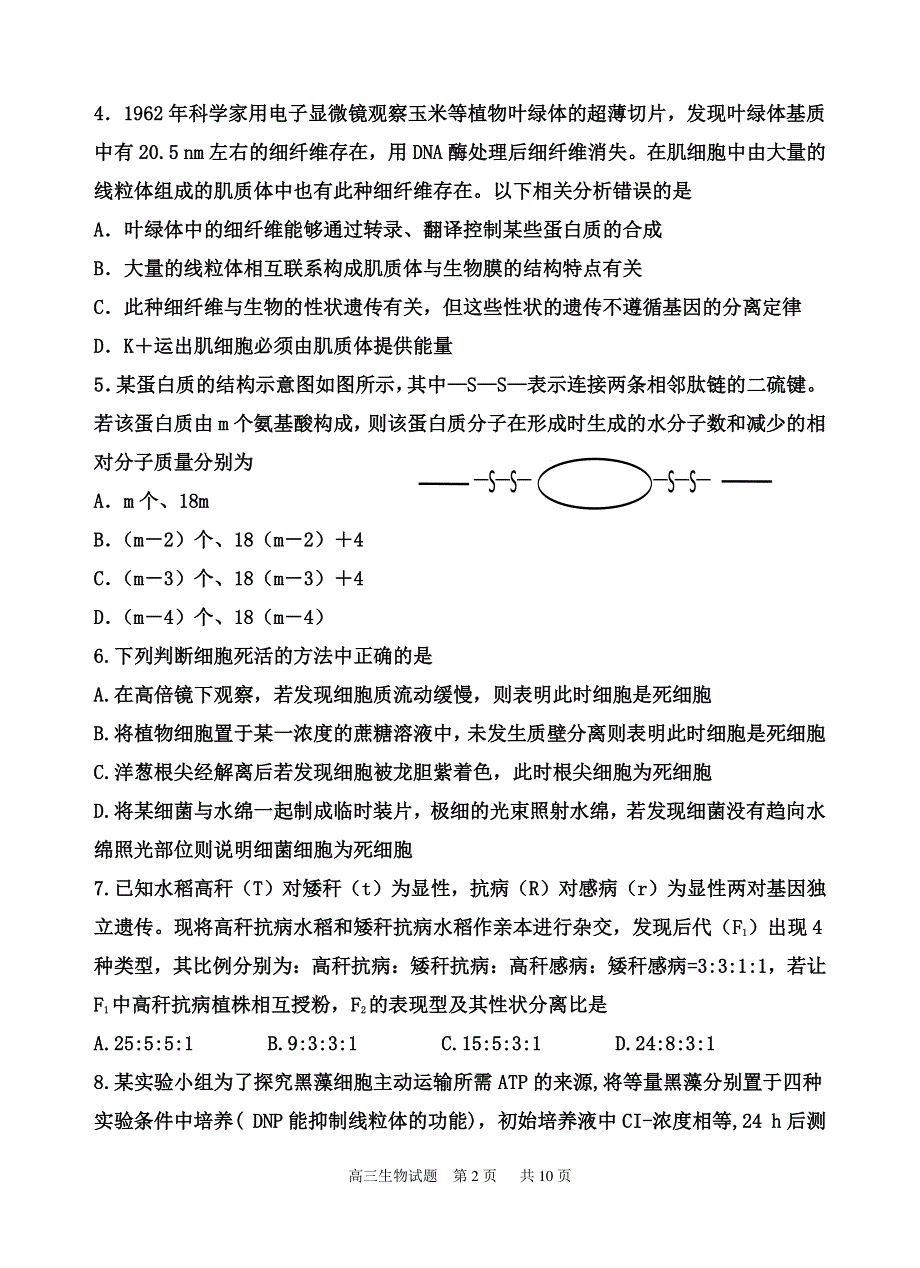 山东省枣庄市滕州一中2021届高三10月份月考生物试题 PDF版含答案.pdf_第2页