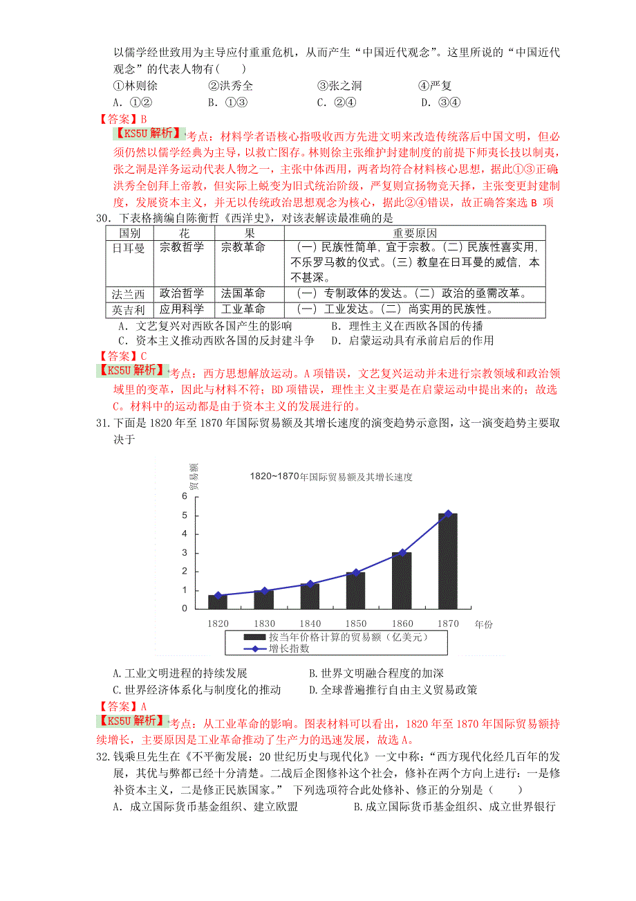 山东省枣庄市滕州一中2014届高三下学期第二次模拟考试 文综历史 WORD版含解析 BY史.doc_第2页