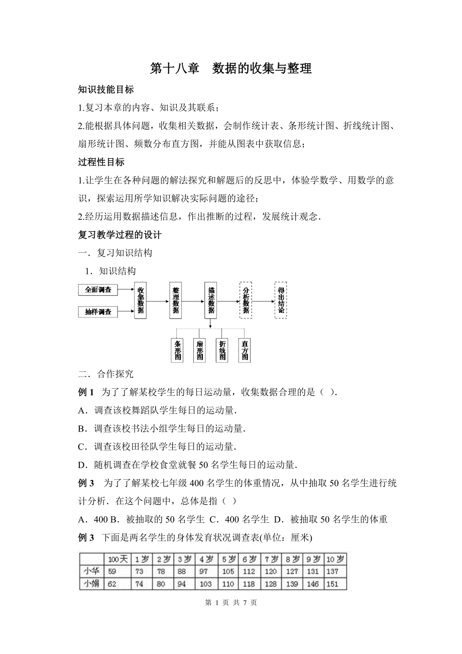 冀教版八下第十八章数据的收集与整理复习教案.doc_第1页