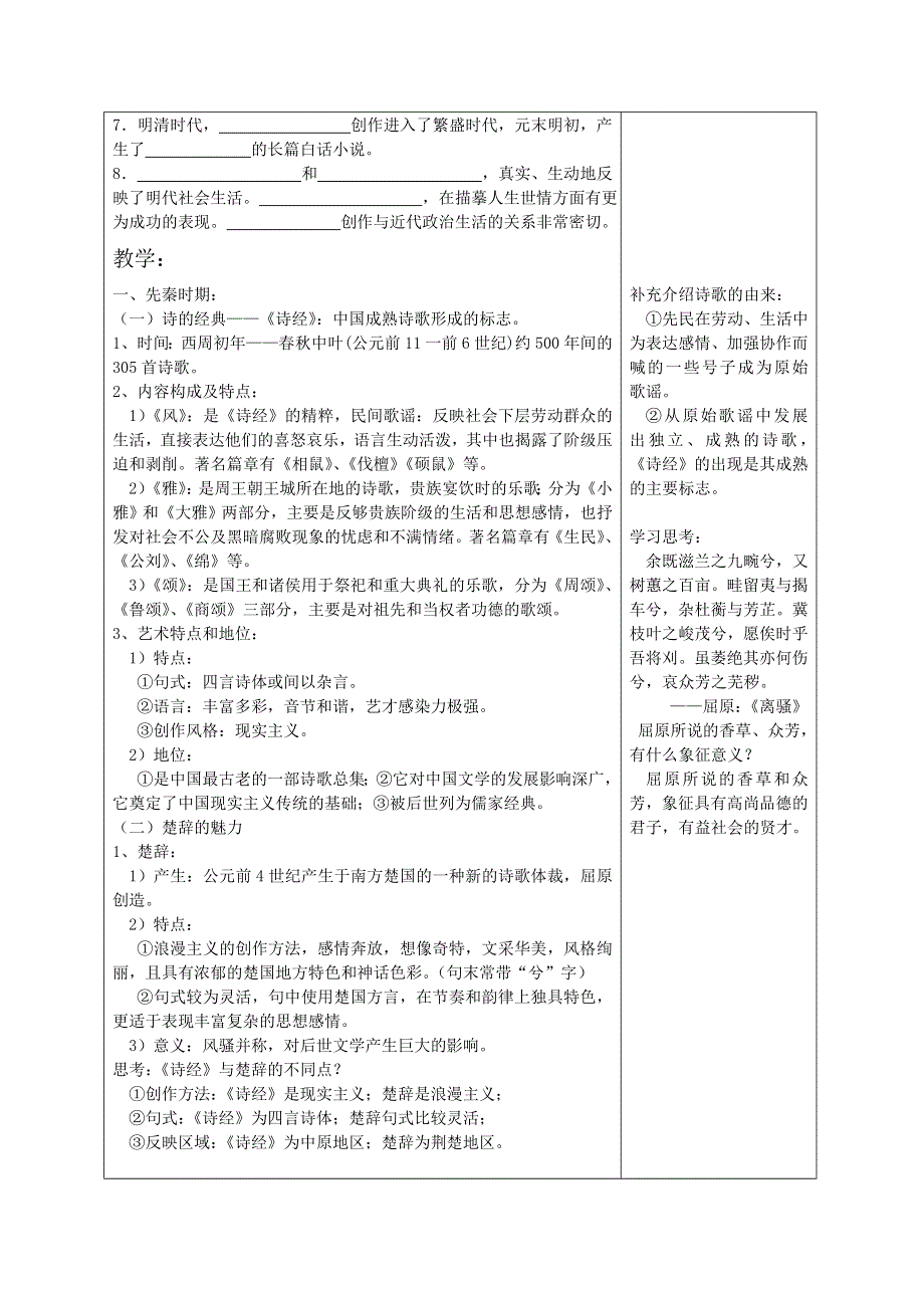 《河东教育》高中历史人民版必修3教案 中国古典文学的时代特色1.doc_第2页