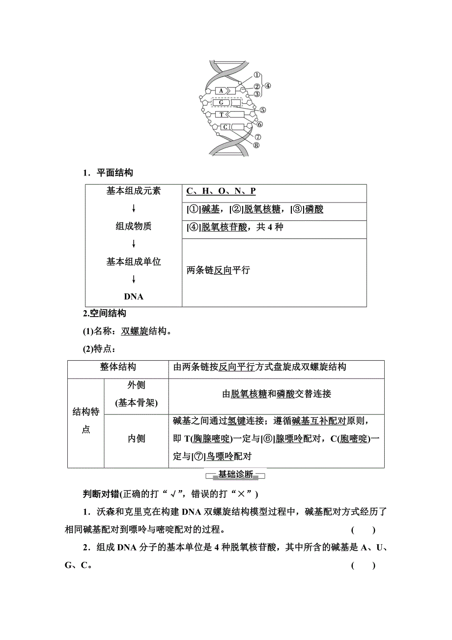 2020-2021学年新教材人教版生物必修2教师用书：第3章 第2节　DNA的结构 WORD版含解析.doc_第2页