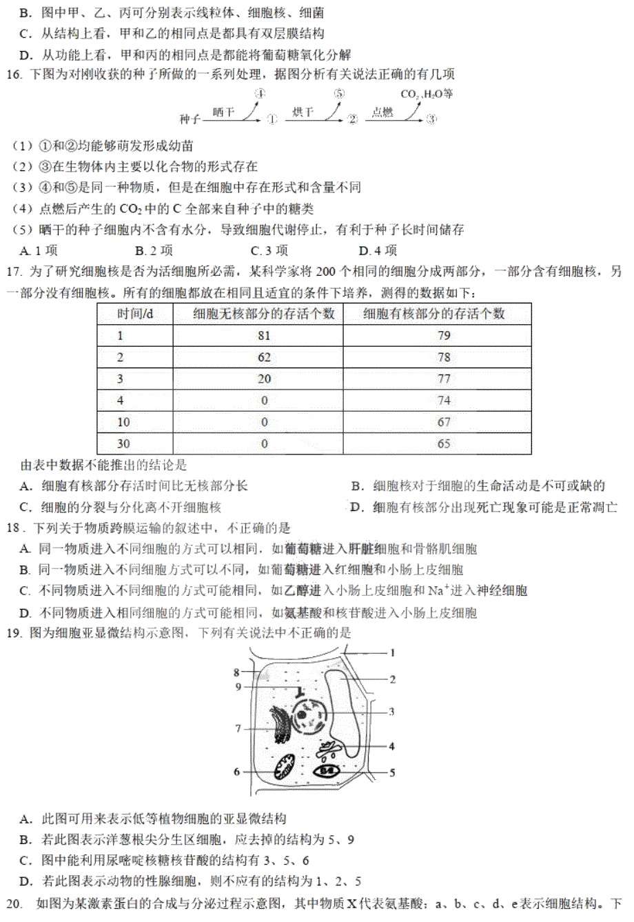 黑龙江哈尔滨市第九中学2019-2020学年高二下学期阶段验收生物试题 PDF版含答案.pdf_第3页