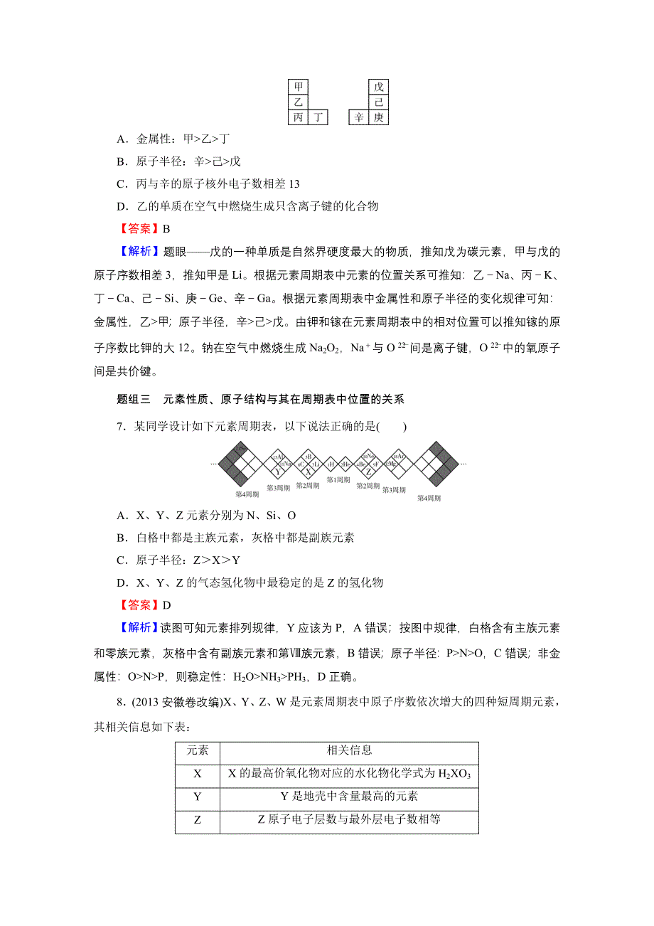 2016《名师面对面》高考化学一轮复习 第5章 第14讲 原子结构　元素周期表 优化训练.doc_第3页