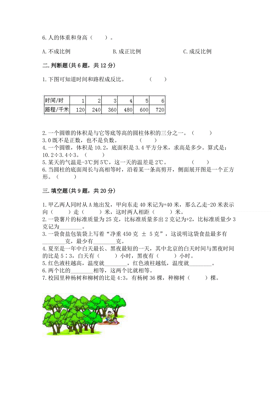 人教版六年级下册数学期末测试卷附完整答案【名师系列】.docx_第2页