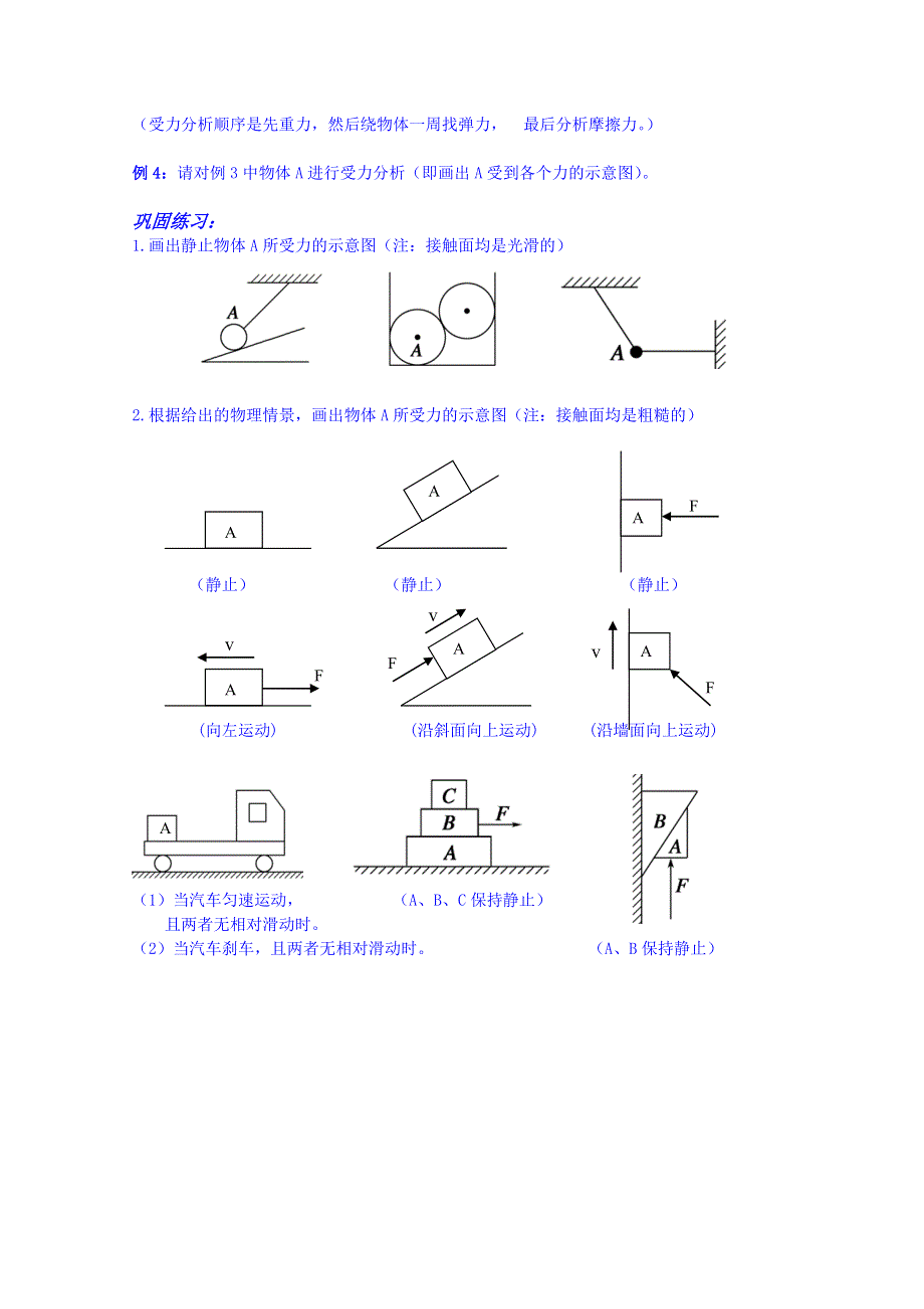 广东省化州市实验中学高中物理必修一：3.2受力分析专题 学案.doc_第2页