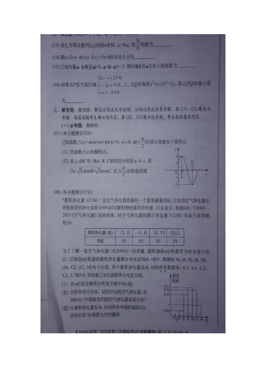 广西名校2018届高考第二次摸底考试文科数学试卷 扫描版无答案.doc_第3页