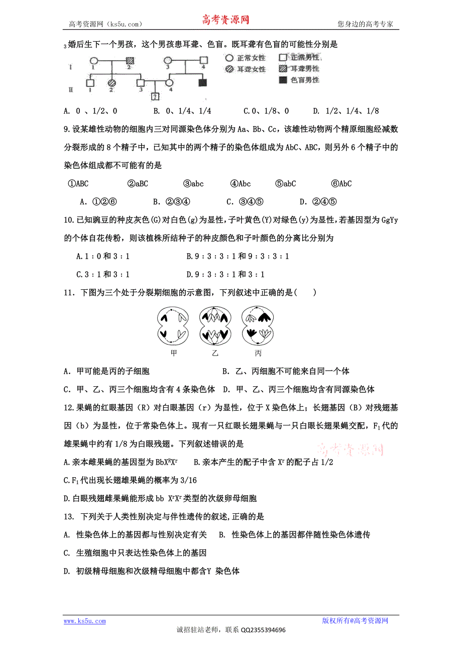 广东省台山市华侨中学人教版高中生物必修二试题：1-4章练习题 WORD版含解析.doc_第2页