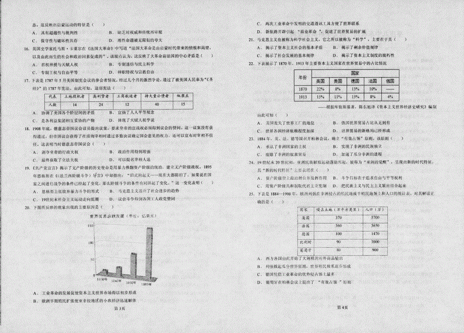 山东省枣庄市第八中学2020-2021学年高一4月月考历史试题 扫描版含答案.pdf_第2页