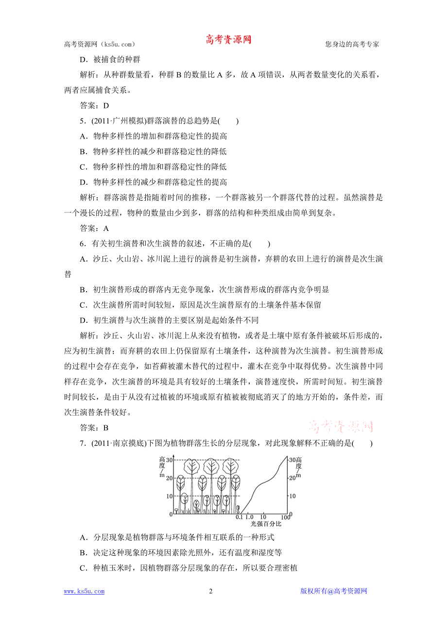 2012届高考生物一轮复习必修三第十七章第3、4节 课时跟踪检测（人教版）.doc_第2页