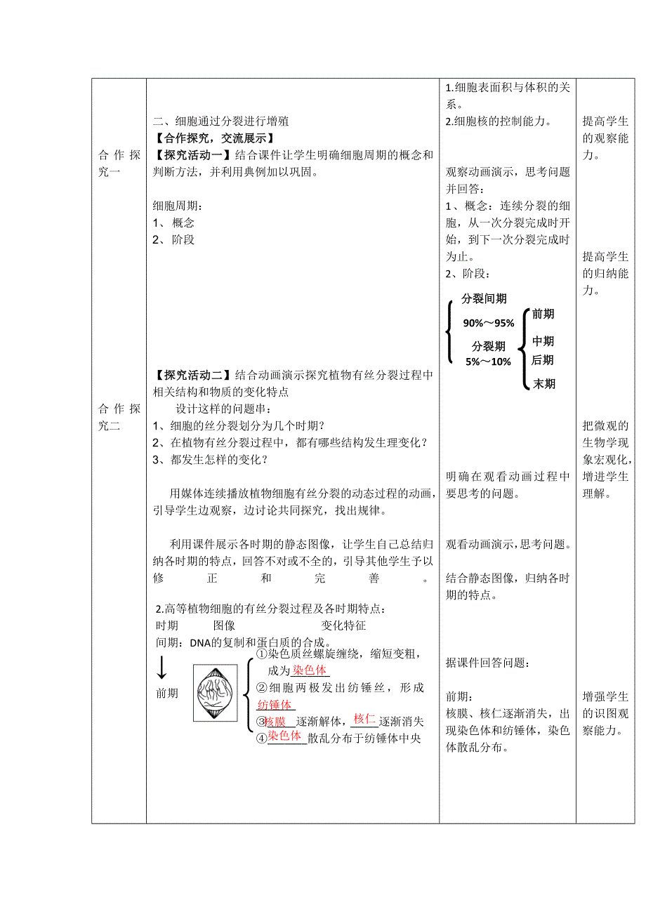 山东省枣庄市第八中学人教版高中生物必修一教案：6-1 细胞的增殖1 .doc_第3页