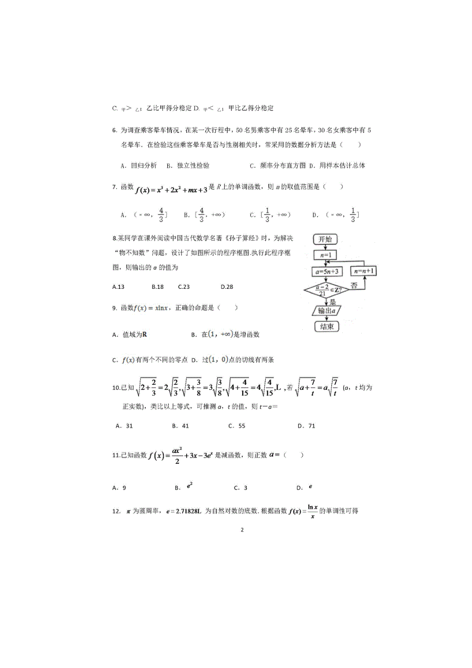 四川省眉山市彭山一中2021届高三数学上学期开学考试试题 文（扫描版）.doc_第2页