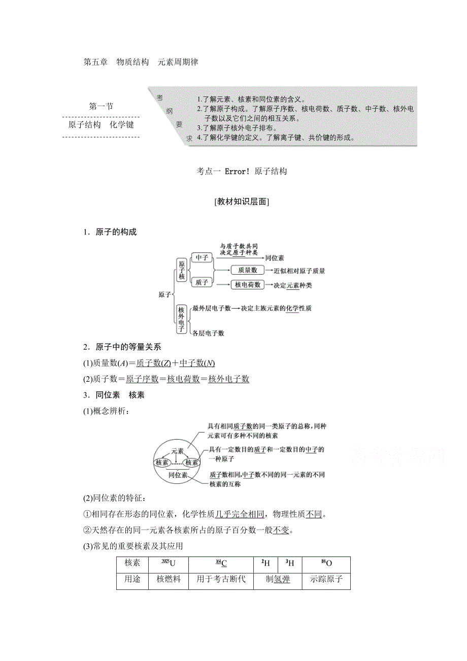 2016届《三维设计》高考一轮复习化学(人教版) 第五章 物质结构 元素周期律.doc_第1页