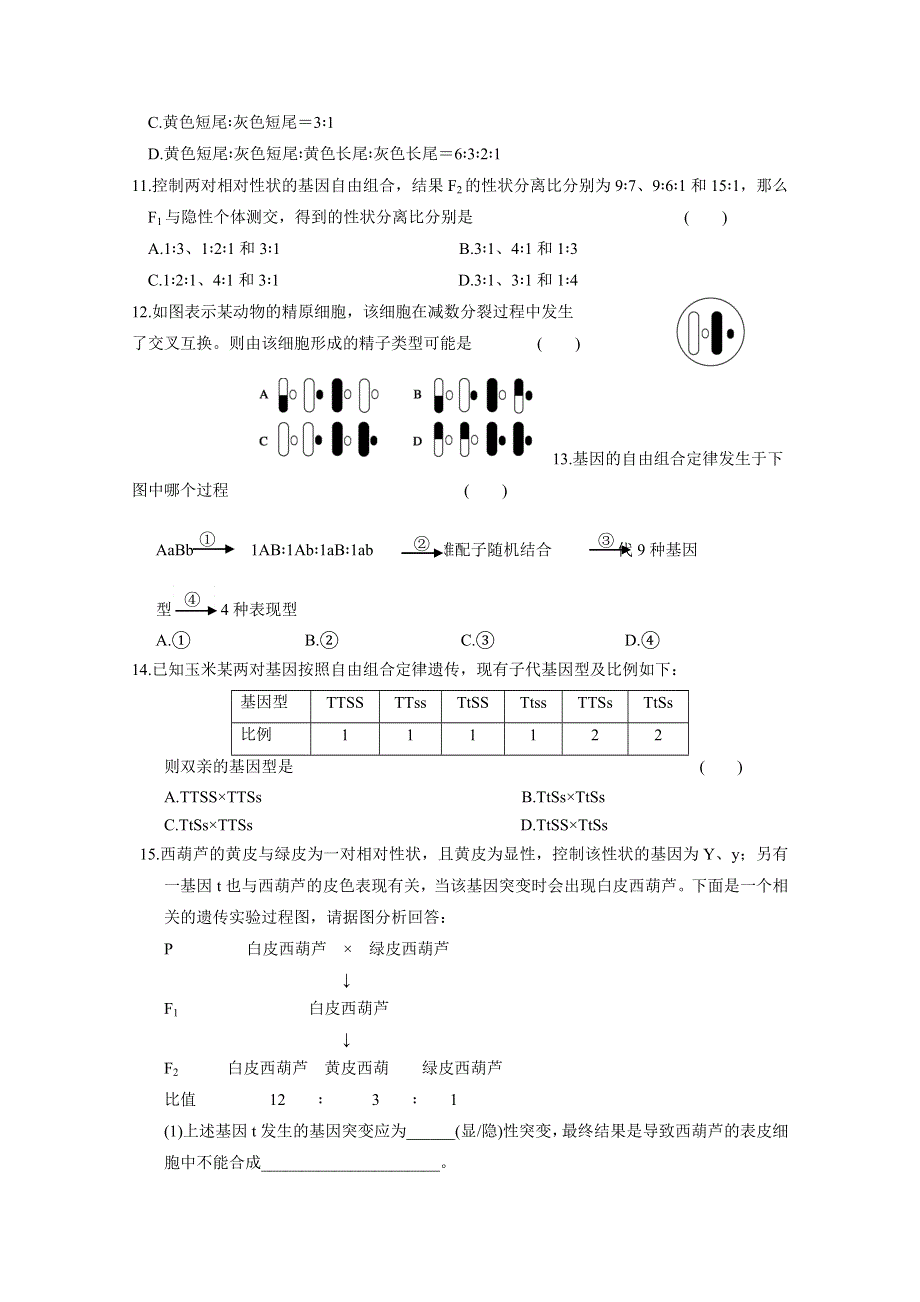 2012届高考生物一轮复习课时训练6.doc_第3页