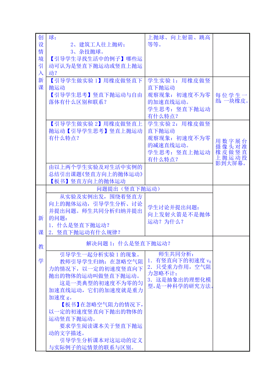 《备课参考》山东省2014－2015年高一物理下学期（鲁科版）必修2教案 第3章第2节 竖直方向上的抛体运动1.doc_第2页