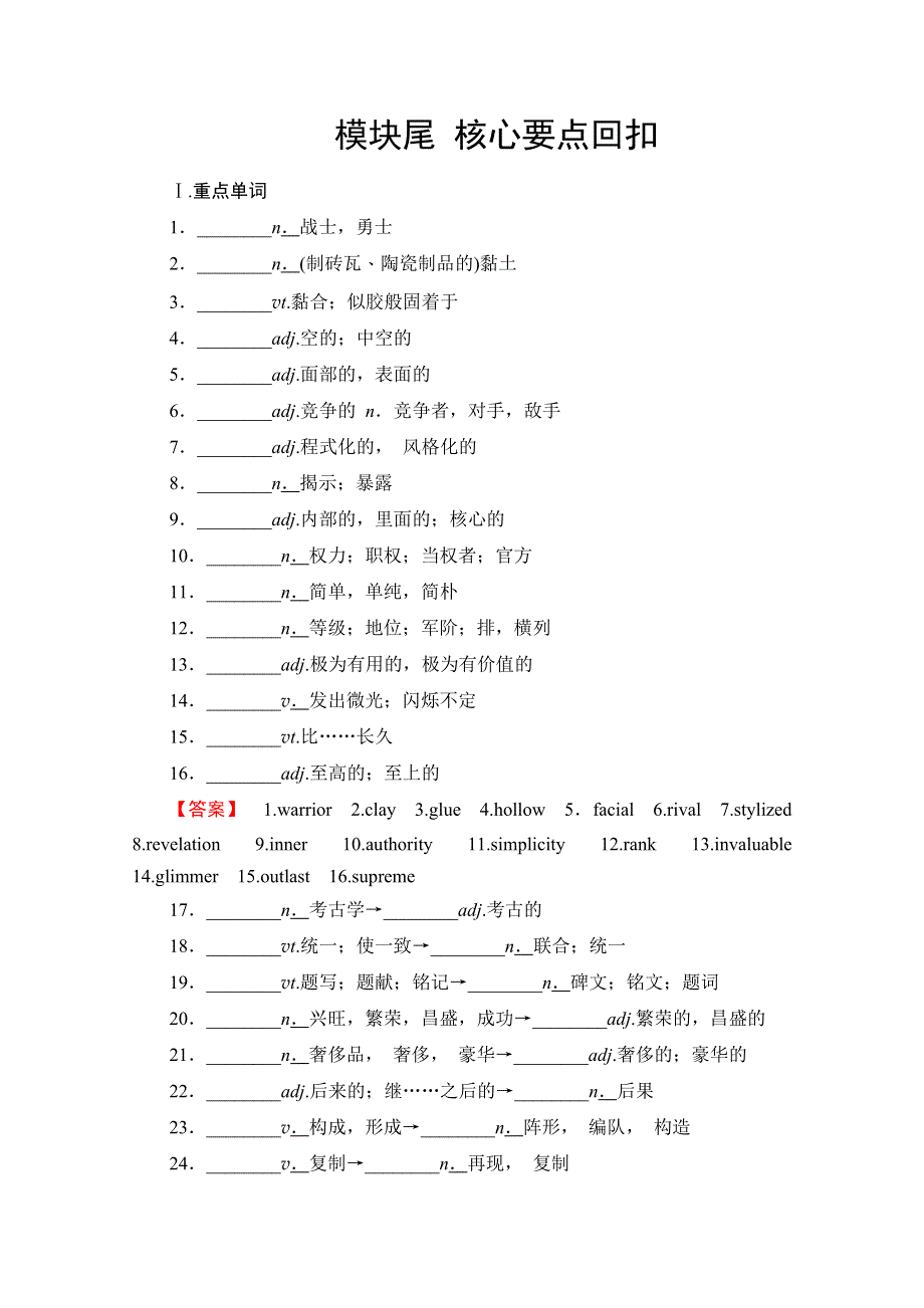 2019-2020同步外研英语选修九新突破讲义：MODULE 3 模块尾 核心要点回扣 WORD版含答案.doc_第1页