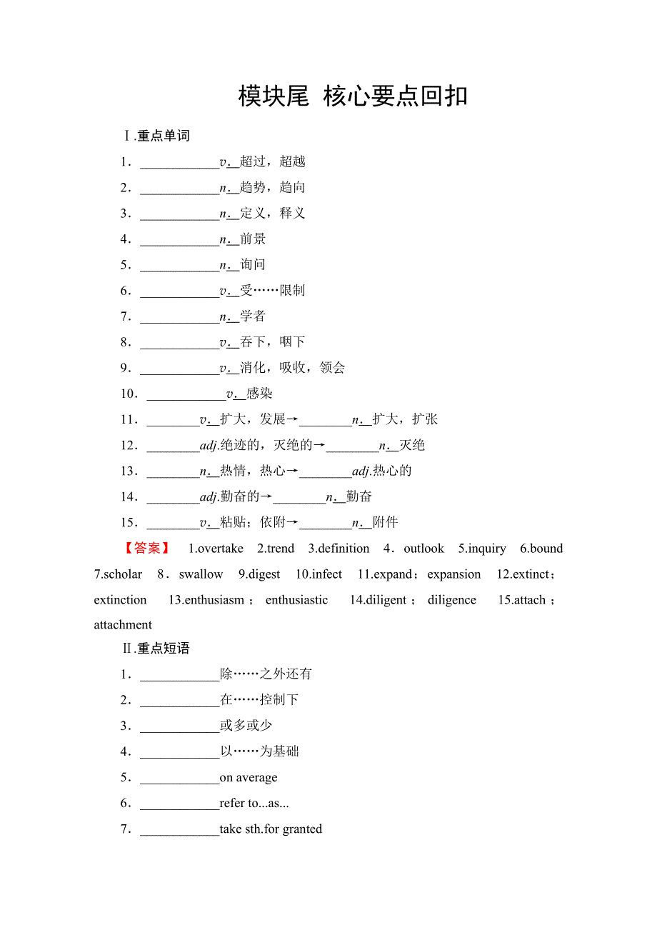 2019-2020同步外研英语选修九新突破讲义：MODULE 4 模块尾 核心要点回扣 WORD版含答案.doc_第1页