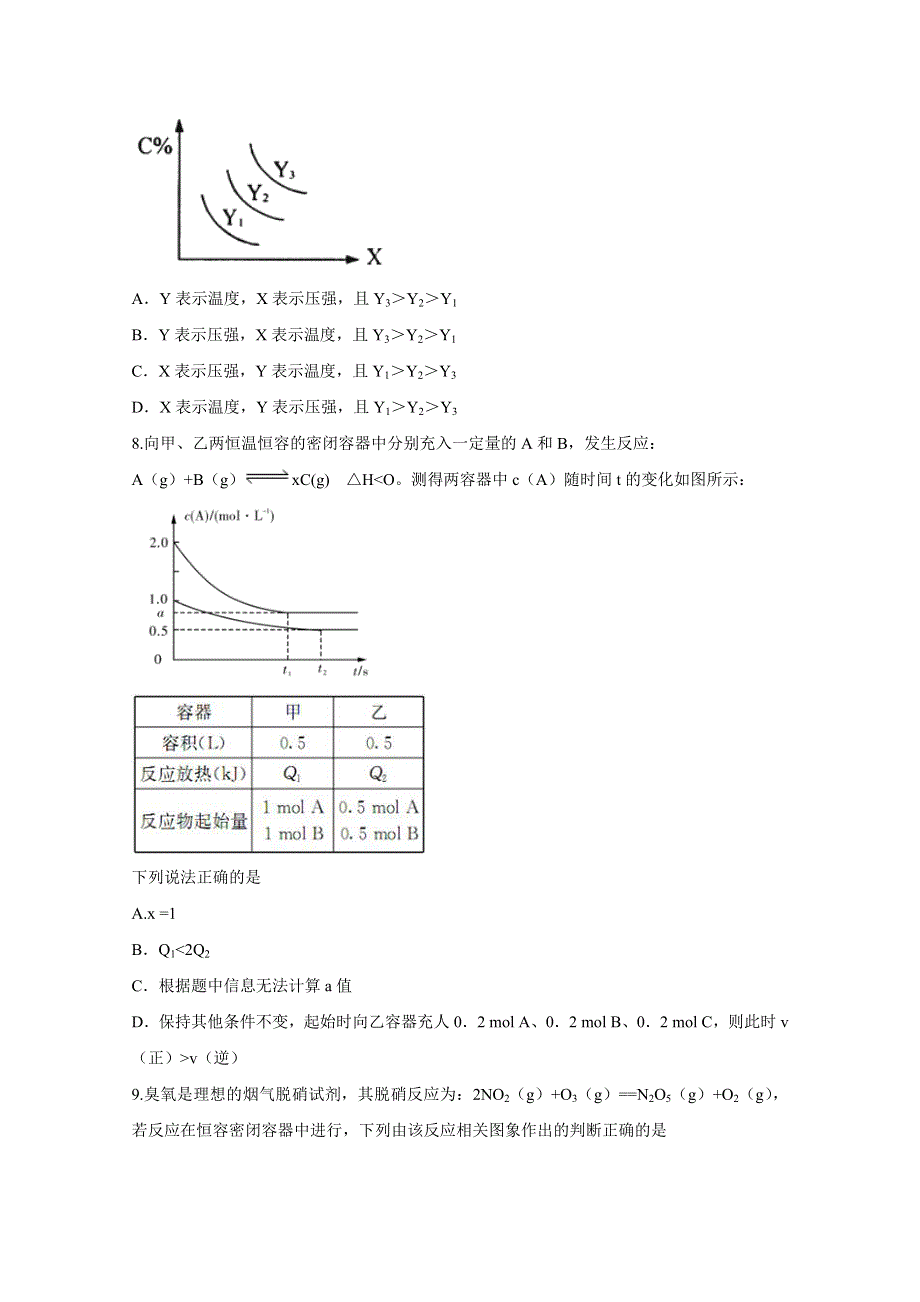 2016届《创新方案》高考化学大一轮复习单元过关检测：第七章 化学反应速率与平衡 检测一.doc_第3页