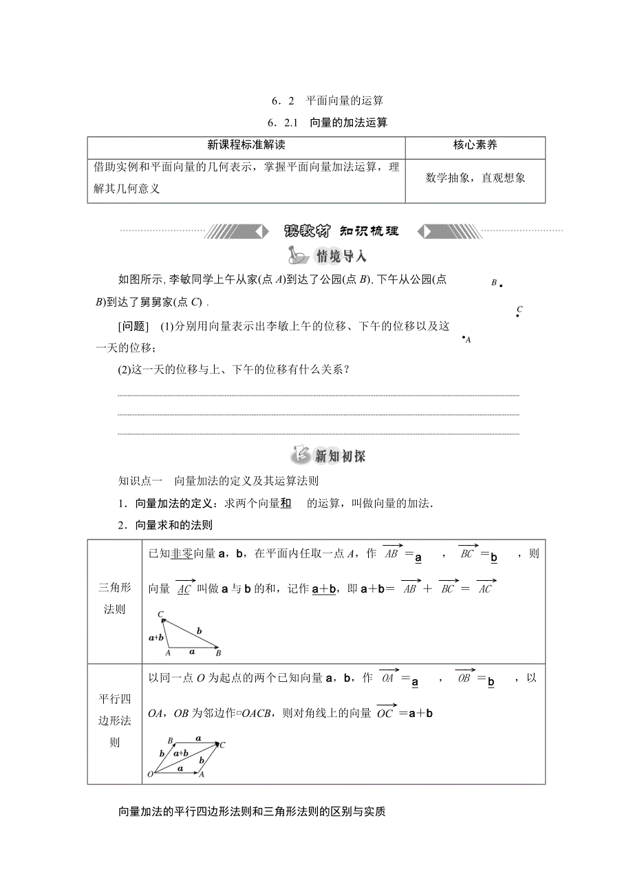 新教材2021-2022学年人教A版数学必修第二册学案：6-2-1　向量的加法运算 WORD版含答案.doc_第1页