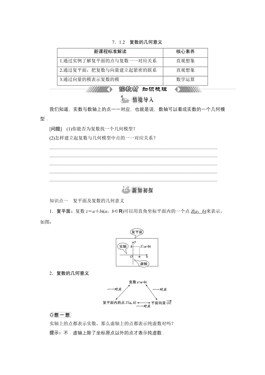 新教材2021-2022学年人教A版数学必修第二册学案：7-1-2　复数的几何意义 WORD版含答案.doc_第1页