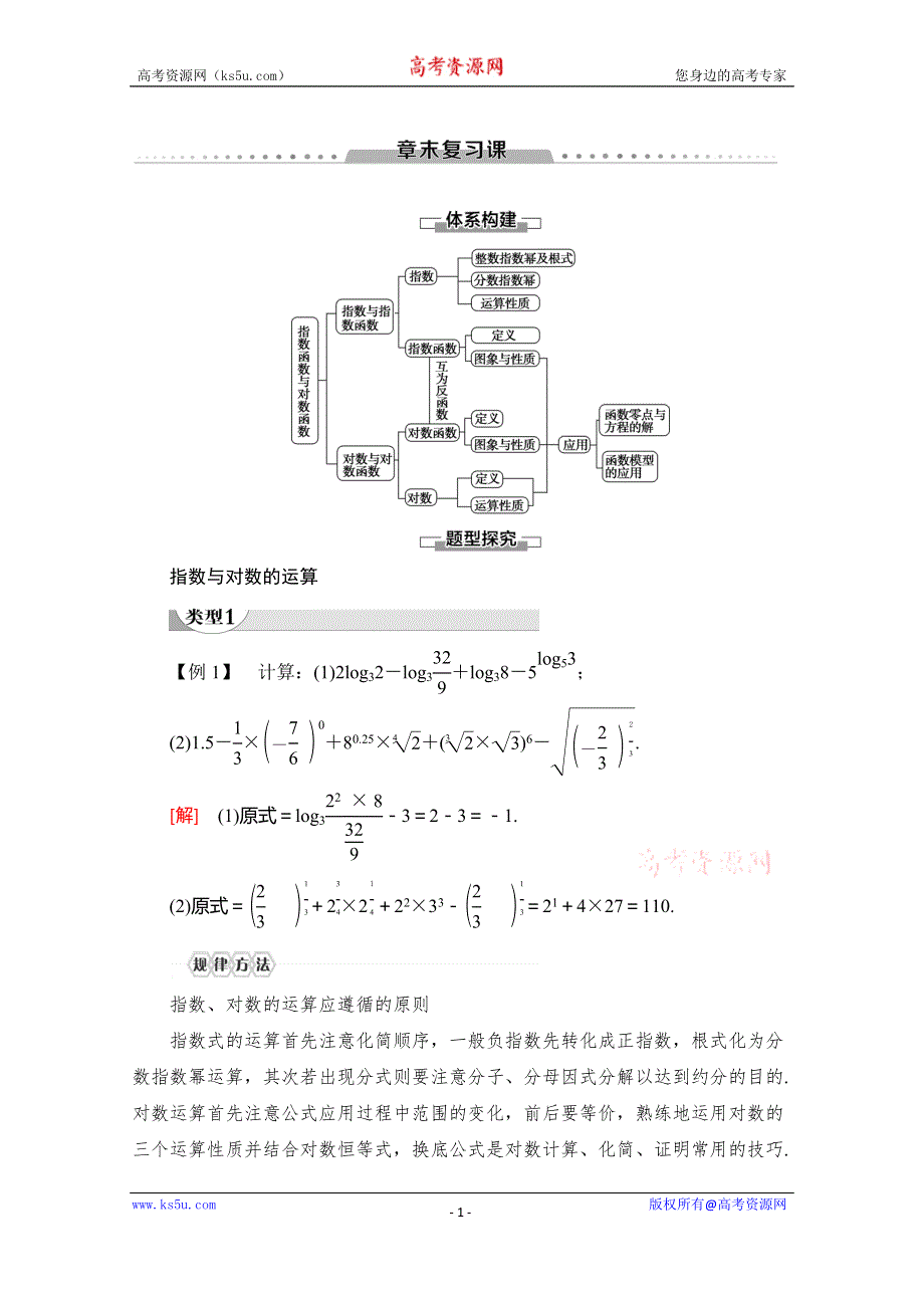 2019-2020同步人A数学必修第一册新教材讲义：第4章 章末复习课 WORD版含答案.doc_第1页