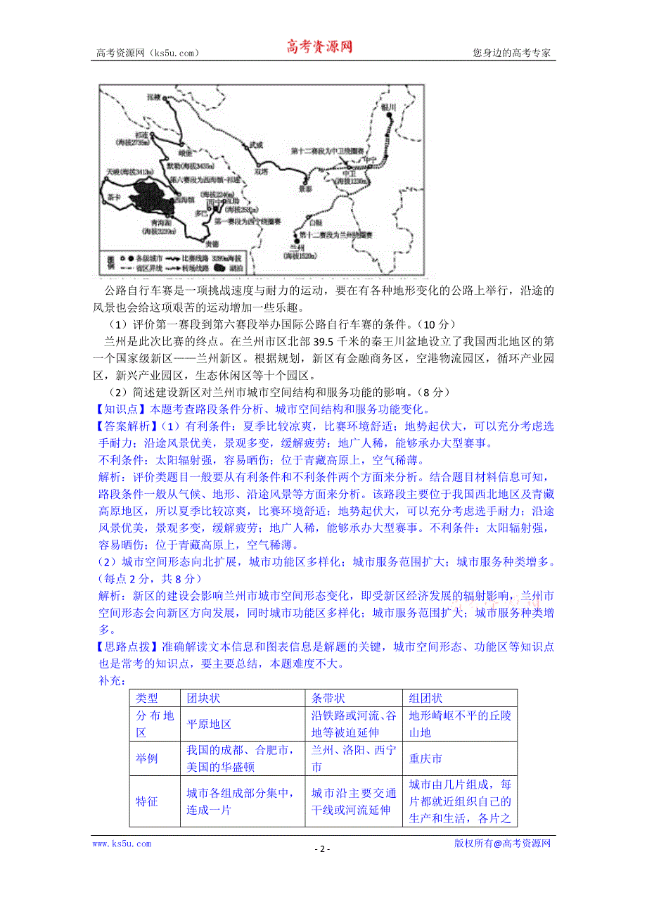 《备战2015高考》全国2015届高中地理试题汇编（10月）：I1城市内部空间结构及服务功能.doc_第2页