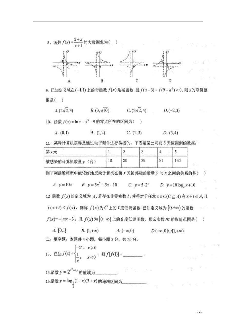 四川省仁寿第一中学校南校区2019_2020学年高一数学上学期期中试题扫描版.doc_第2页